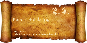 Mercz Hetény névjegykártya